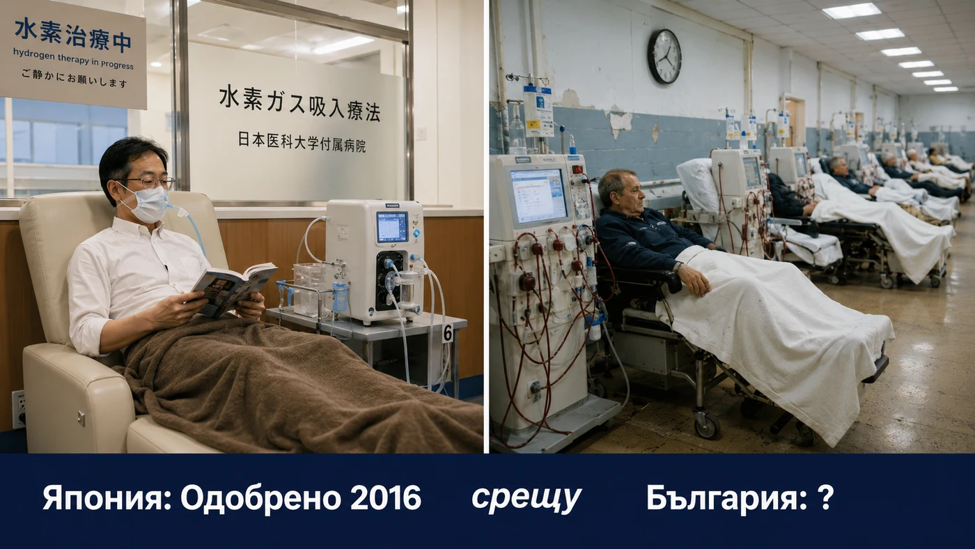 Япония: Одобрено 2016 срещу България: ? — водородна терапия в японска болница спрямо диализна зала